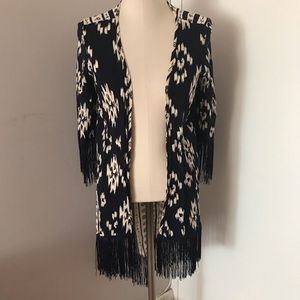 New Open Front Boho Cardigan Fringe Sleeves Small